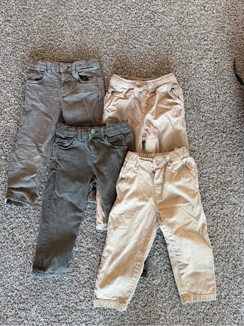 Zara Kids Neutral Pull-On & Button-Front Pants in Beige and Gray